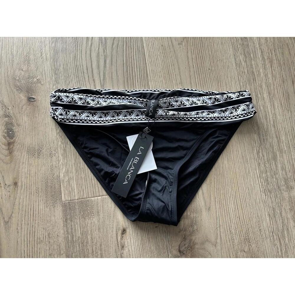 La Blanca Black & White Women's Size 8 Swimsuit Bikini Bottom $75 NWT